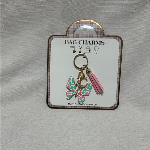 Pink and Green Butterfly Bag Charm - Picture 2 of 4